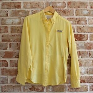 Columbia women's PFG long sleeve yellow button up sport shirt, size S
